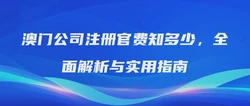澳门公司注册官费知多少，全面解析与实用指南