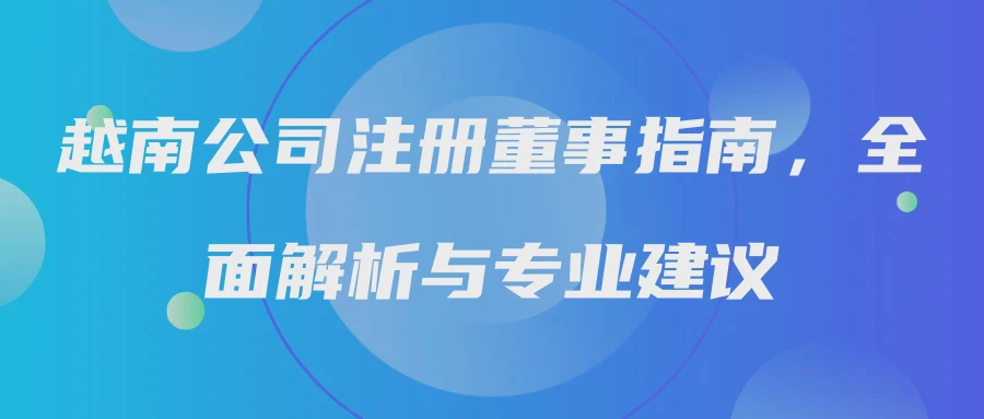 越南公司注册董事指南，全面解析与专业建议