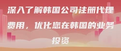 深入了解韩国公司注册代理费用，优化您在韩国的业务投资
