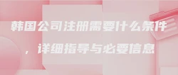 韩国公司注册需要什么条件，详细指导与必要信息