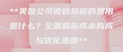 美国公司做账报税的费用是什么？全面解析成本构成与优化策略