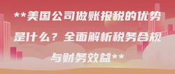 美国公司做账报税的优势是什么？全面解析税务合规与财务效益